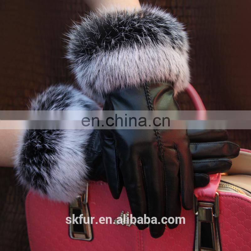 China factory wholesale winter warm real sheepskin soft leather work glove for lady