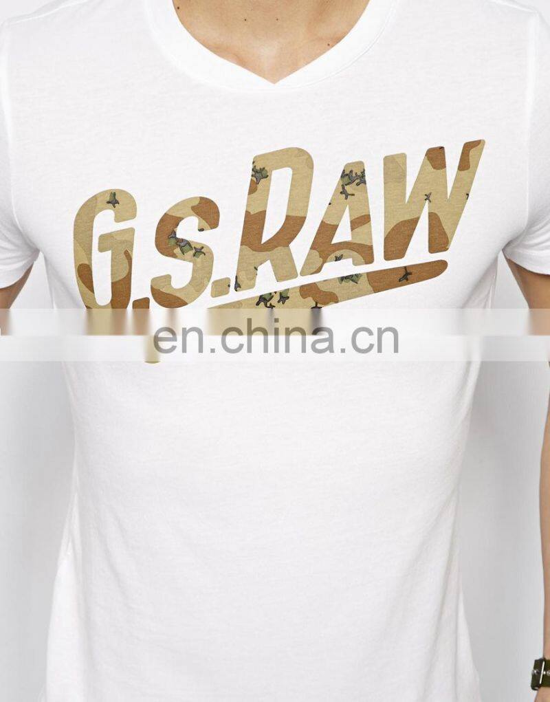 2014 new highest quality G.S.RAW printed blank V-neck boy dry fit design for man chinese supplier custom t-shirt model-sc154