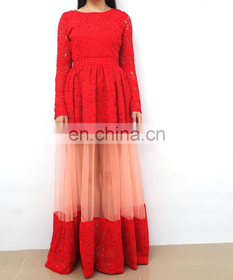 Lace skirt design princess style long dress Gauze Evening Dresses