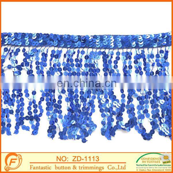 bling bling blue sequins tassel for women garments accessories