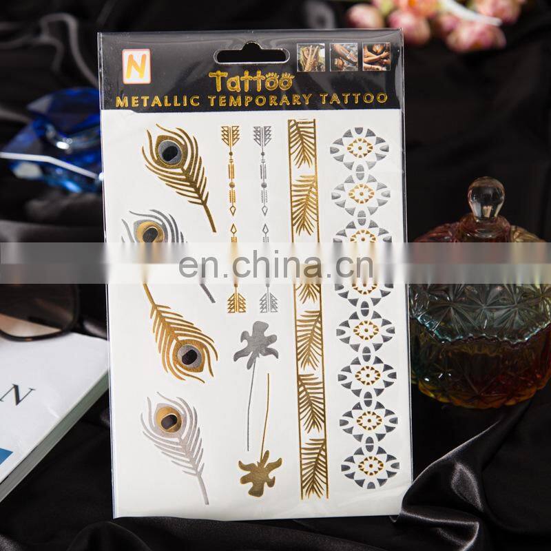 2017 hot metallic gold temporary hand body sticker tattoo