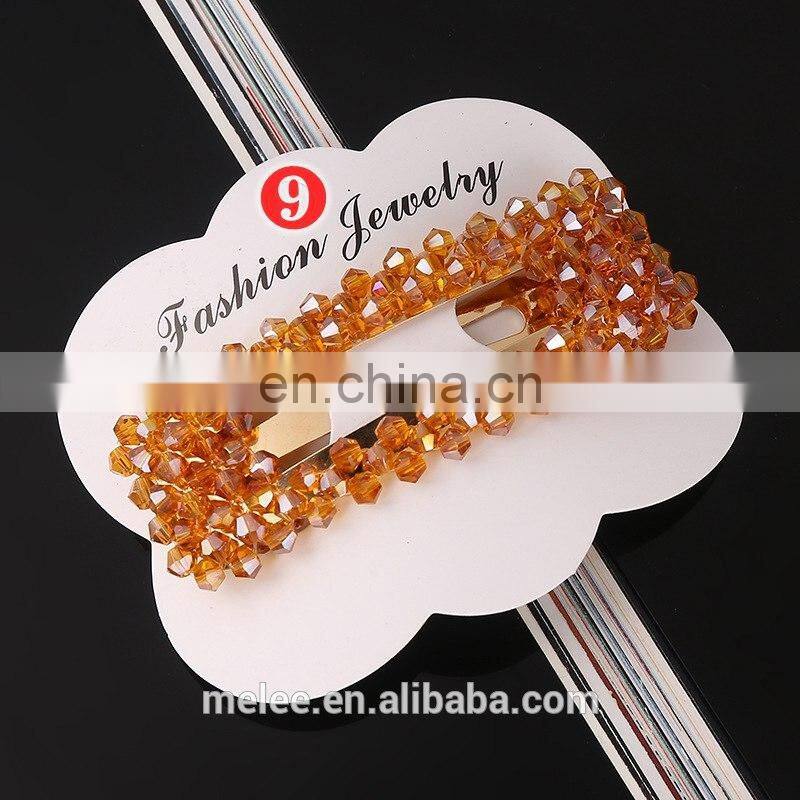 RTS Wholesale Custom Hair Accessories Fashion Girls Flat Hairgrip Hair Pin Crystal Rhinestone Barrette Hair Clips For Women
