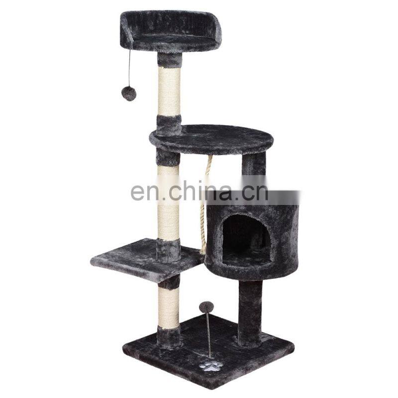 China Customized Design Plush Wooden Pet Condo Tower Supplier Furniture Factory Toys Cat Scratcher Tree House Tower