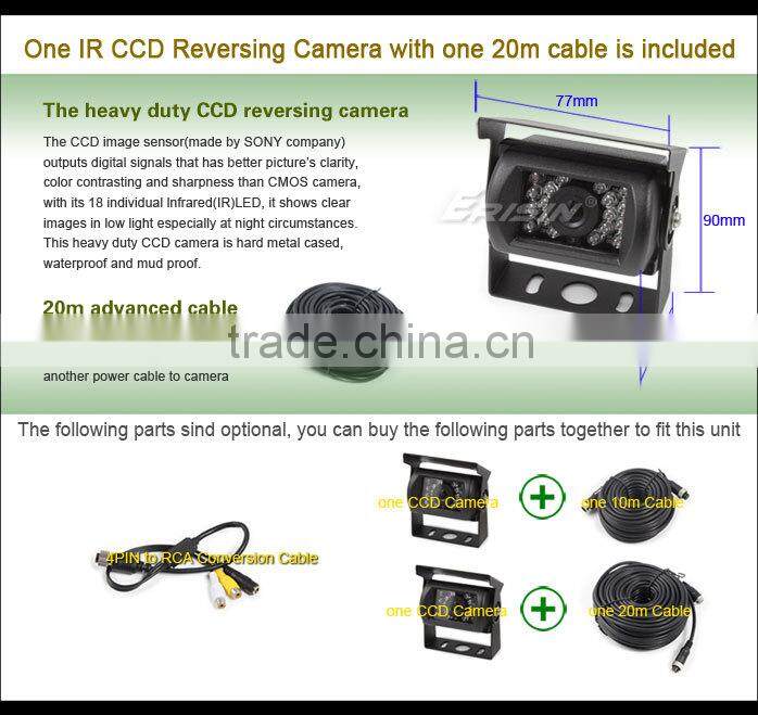 ES312 Erisin Truck 7" HD Color TFT LCD Monitor Sunvisor CCD Rear View Camera