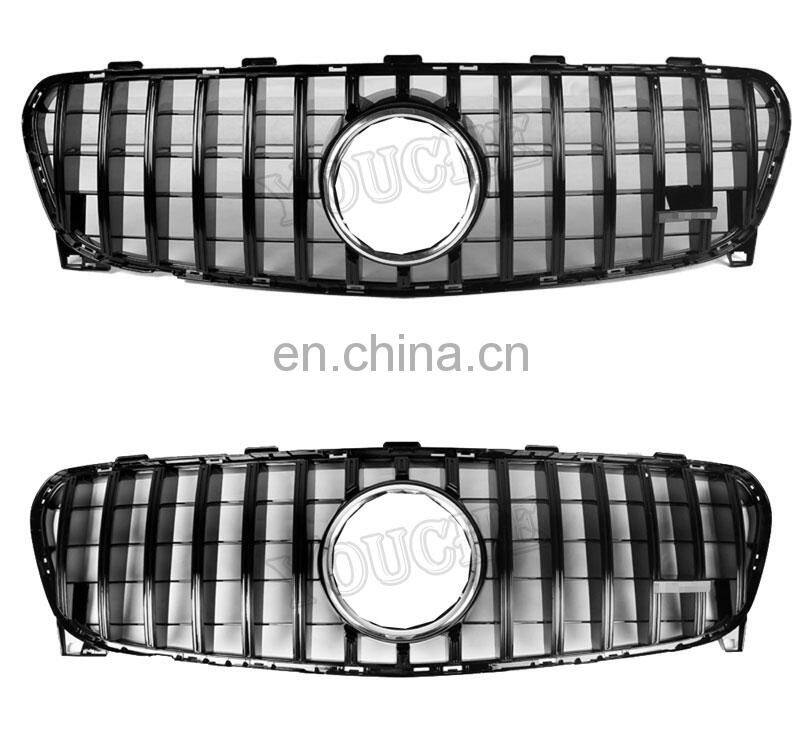 Black ABS GT R style front bumper grille mesh grill for Mercedes Benz GLA class X156 facelift 2017+