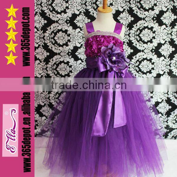 Wholesale Purple Long Wedding Tutu Dresses Evening Gowns For Kids