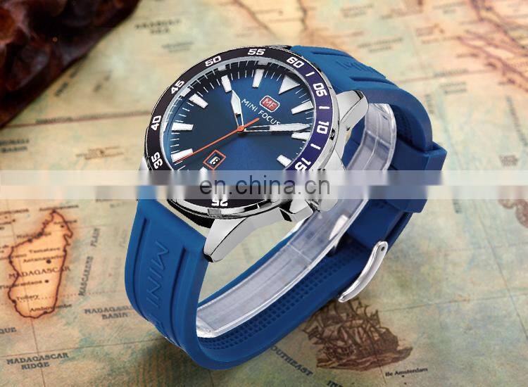 MINI FOCUS MF0020G Cool Fashion Big Display Rubber Band Analog Calendar Men Sports Casual Quartz Watches