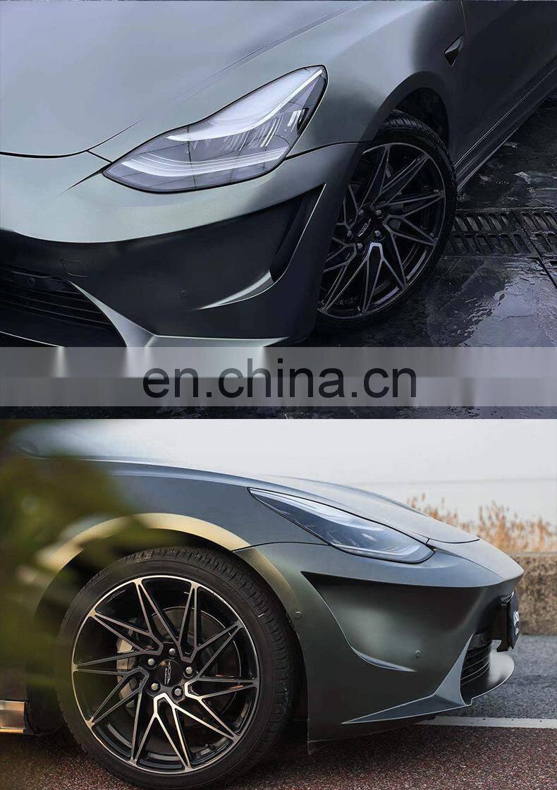 Runde Perfect Fitment Body Kit For 19-22 Tesla Model 3 Modification Upgrade Dark Shark Style Front Rear Bumper Side Skirt