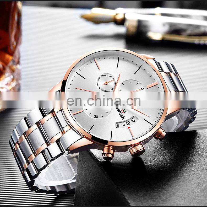 SWISH SW917 Brand Men's Watch Imported Quartz Movement Rolling Date 30M Waterproof Simple Wind Stainless Steel Men Sports Watch