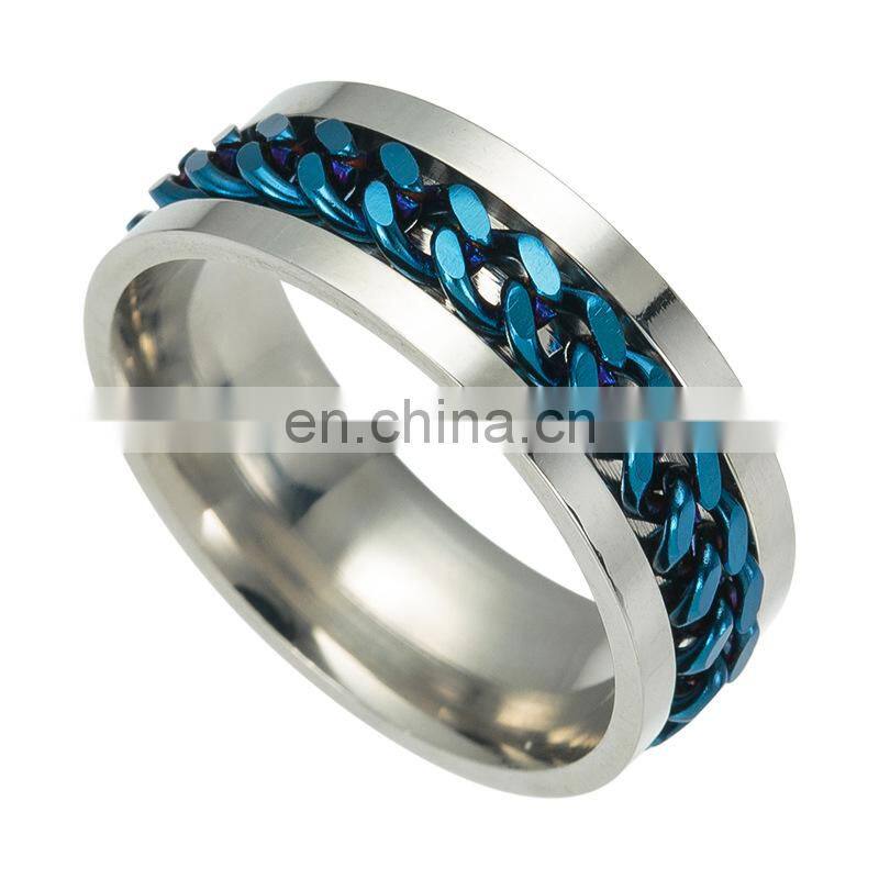 2020 Fashion Charm Men Women Jewelry Rotatable Chain Stainless Steel Ring