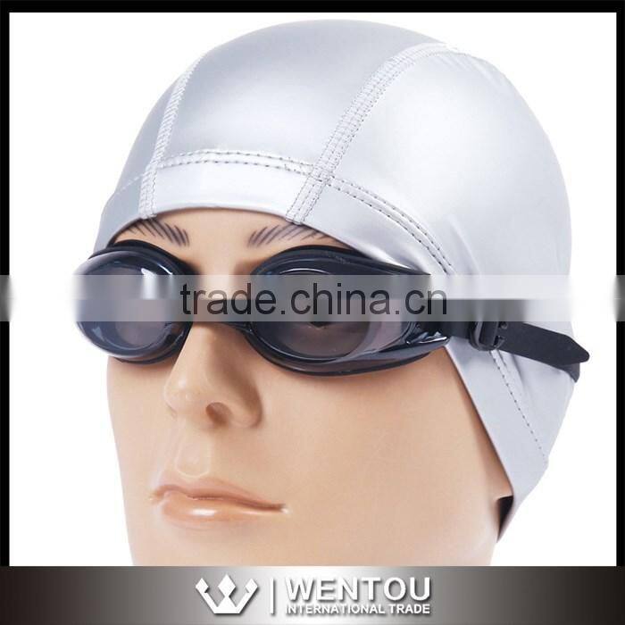 2016 New Protect Ears Long Hair Elastic Waterproof PU Fabric Sports Swimming Cap