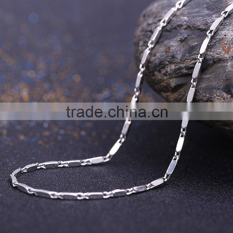 yiwu wholesale jewelry rhodium plated brass chain beautiful oblong shape necklace