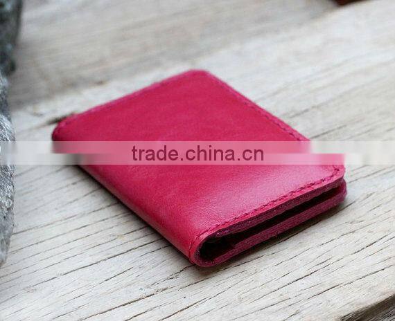 producing elegent red bifold leather card holder high quality and compectitive price from guangzhou china