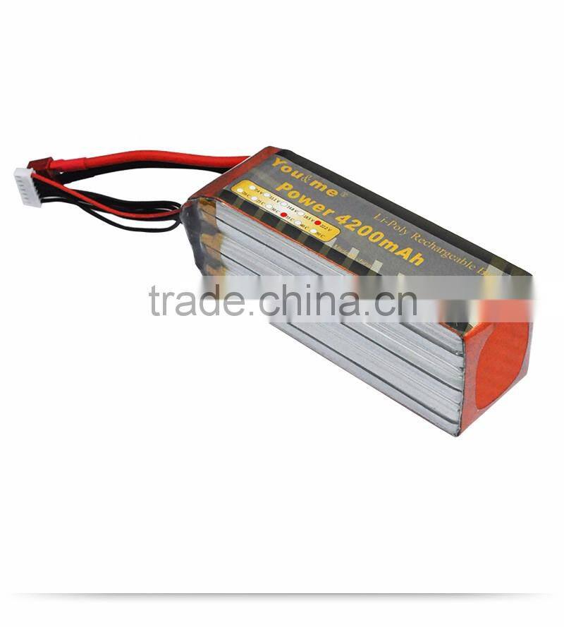 RC lipo battery pack 35C high C-rate lithium battery 4200mah 22.2V for Trex 600 RC helicopter