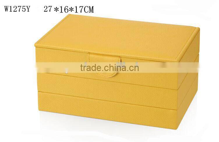 W1275Y-3 Wholesale Alibaba 10'' Stackable Jewelry Display Tray Wooden Jewelry Case Leather Jewelry Tray