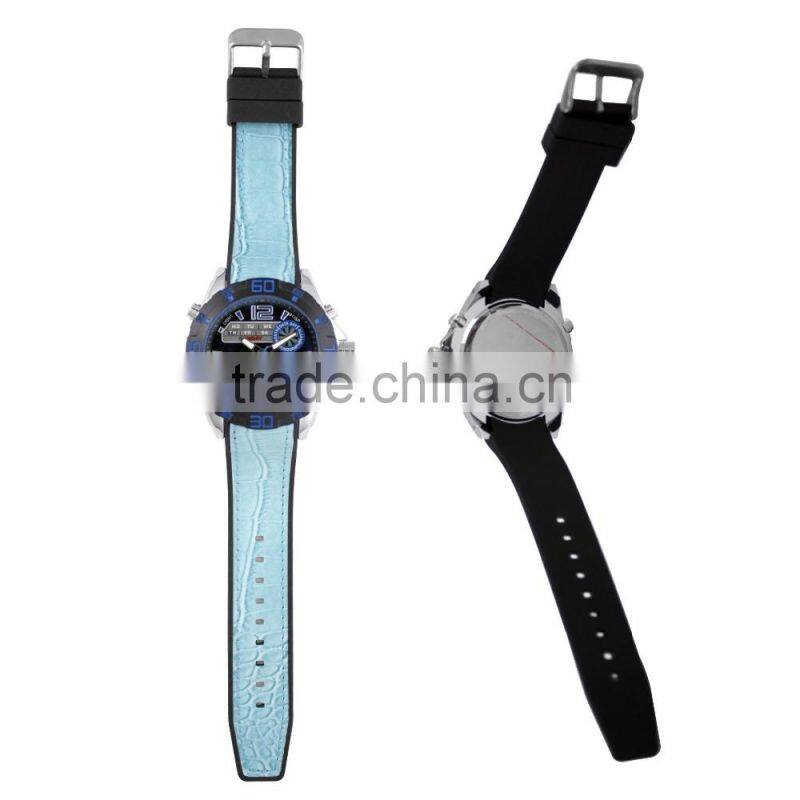 LP7648 Lowest price 2 time zone waterproof stainless steel fashion watch