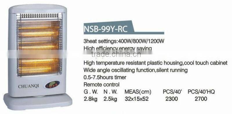 3heating 1200W CE/GS/ROHS safety tip over swtich wide angle oscillating function electric heater halogen heater for home