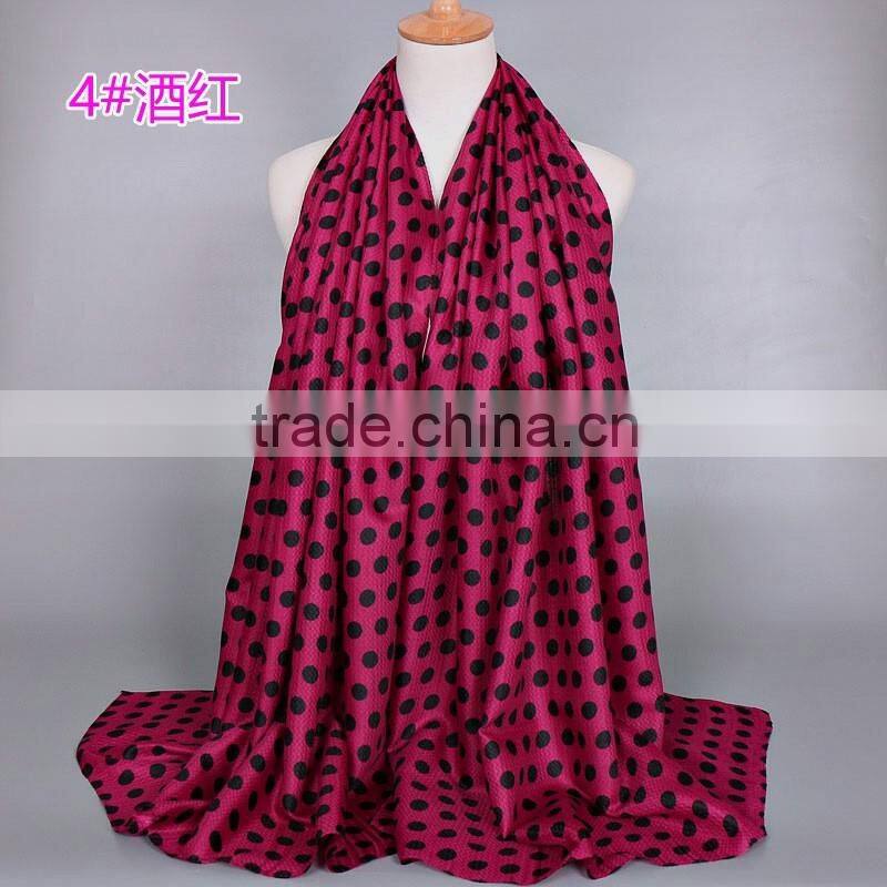 Bulk Selling Fashion Cute Cotton Viscose Wave Polka Dot Scarf Shawl