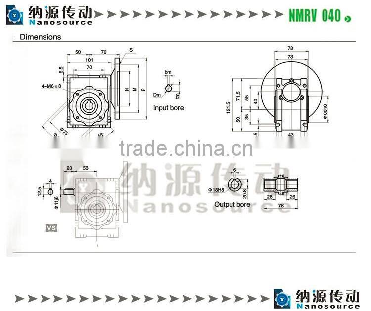 NRV F 040 15:1 FA flange solid input hollow output shaft electric motor speed reducer