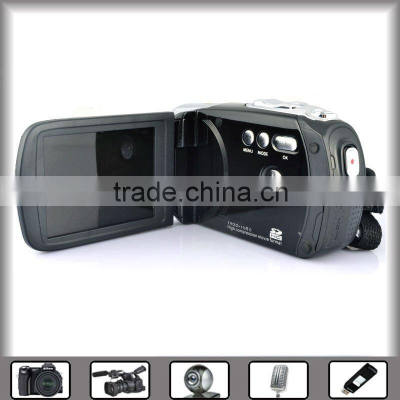 hd digital camera video camcorder 12mp with 3.0" TFT LCD can revolve angle of 270 degrees, USB2.0, flash light