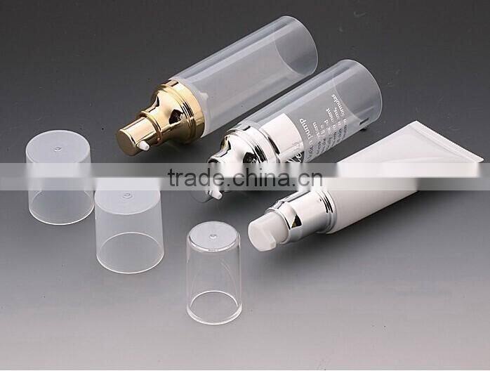 2015 new design cosmetic tube with metallic airless pump for CC cream