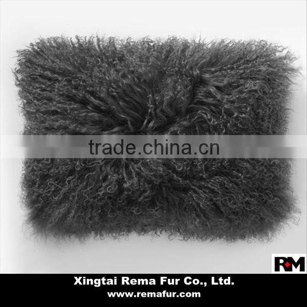 Factory wholesale 100% real Tibetan Mongolian Lamb Skin Fur Pillow