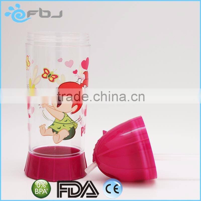 ~ Wholesale 250ML PC Plastic Type and Plastic Material Kids Water Bottle With Straw