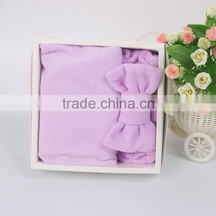 Hot sell headband packing box purple bow headband with hand face towel