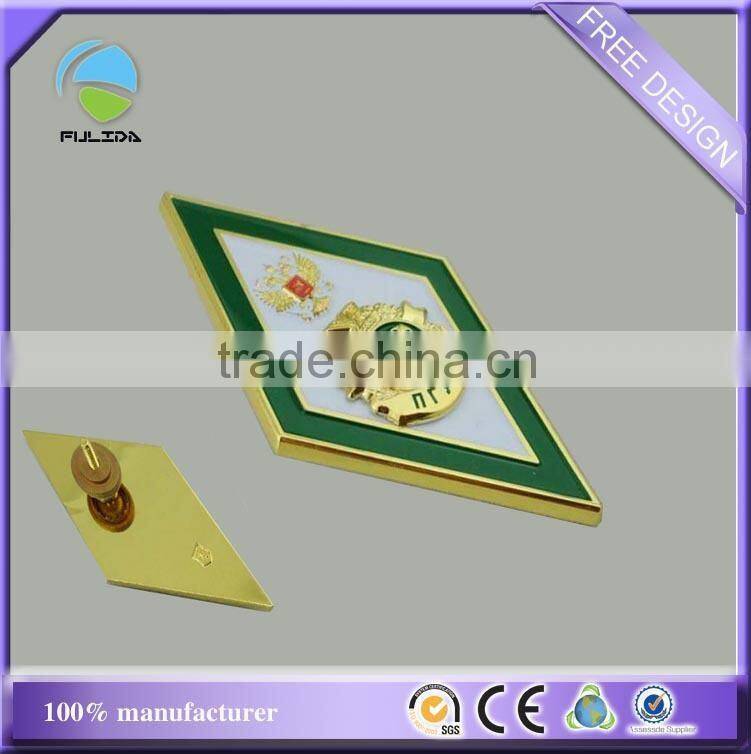 custom oval shaped gold lapel pins sand-blasting thick screw souvenir badge