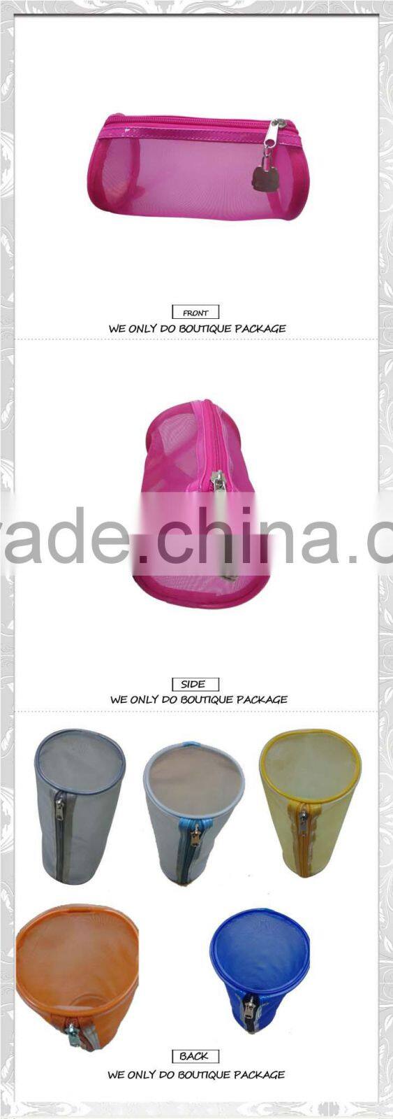 2016 Customize Multi-color Round Shape Cheap Screen Mesh Makeup Pouch Bags