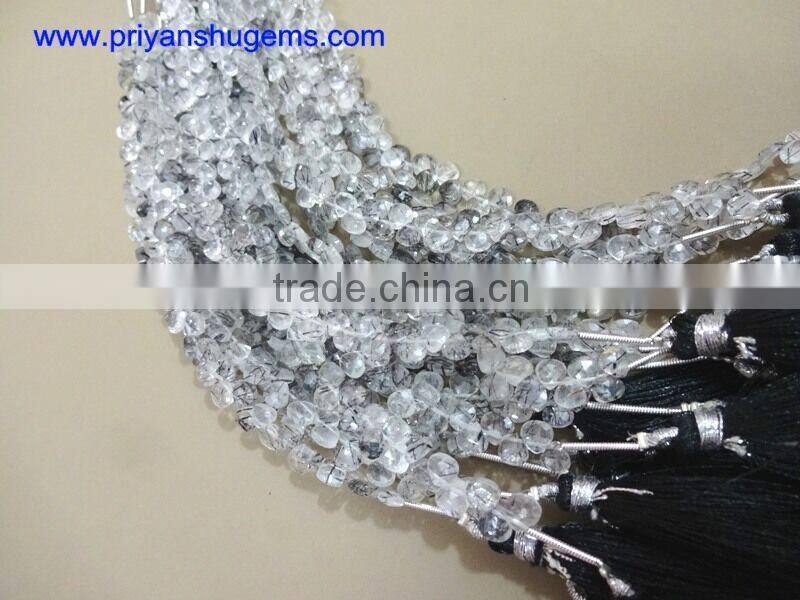 Black Rutilated Quartz4.75 mm Faceted Heart