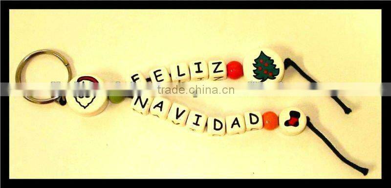 Christmas Ceramic Beaded Name Keychain