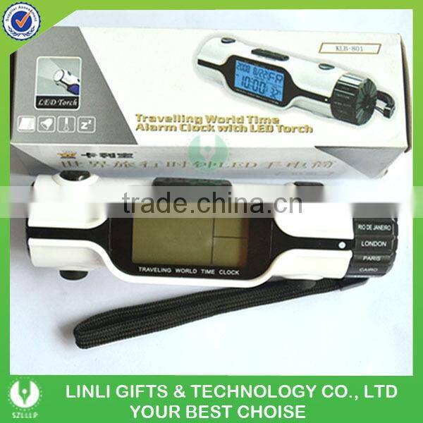 Promotional gift led torch world time travel clock