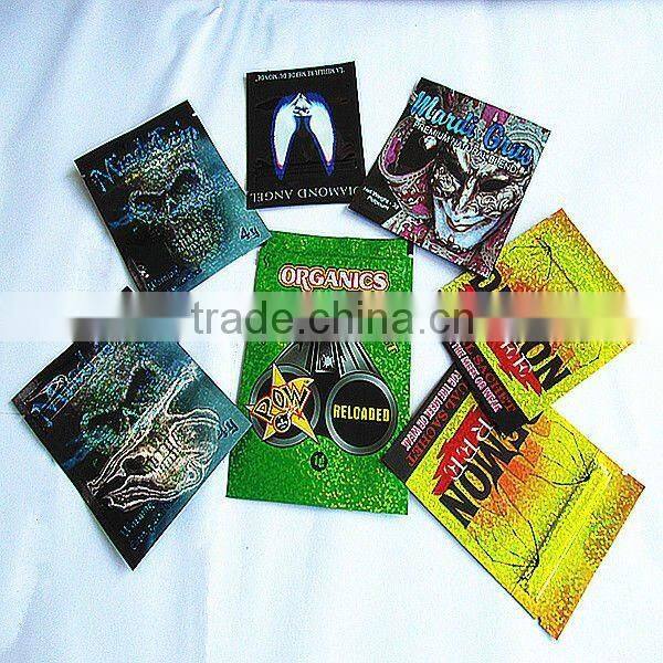 shiny foil zipper WTF bag/hologram foil laminated zipper pouch for 1g,3g