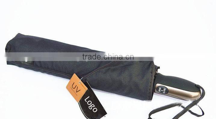 High Quality Double Canopy Fiberglass Auto Open 3 Section Folding Golf Umbrella And Air Vents