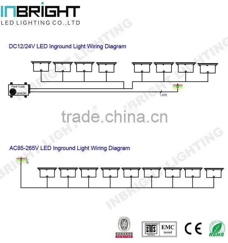 9W IP67 waterproof round white color 24v led inground uplights