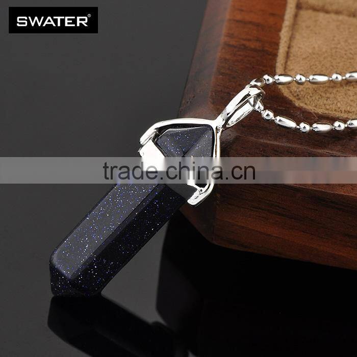 New 2016 Products Blue Gemstone Black Beads Necklace