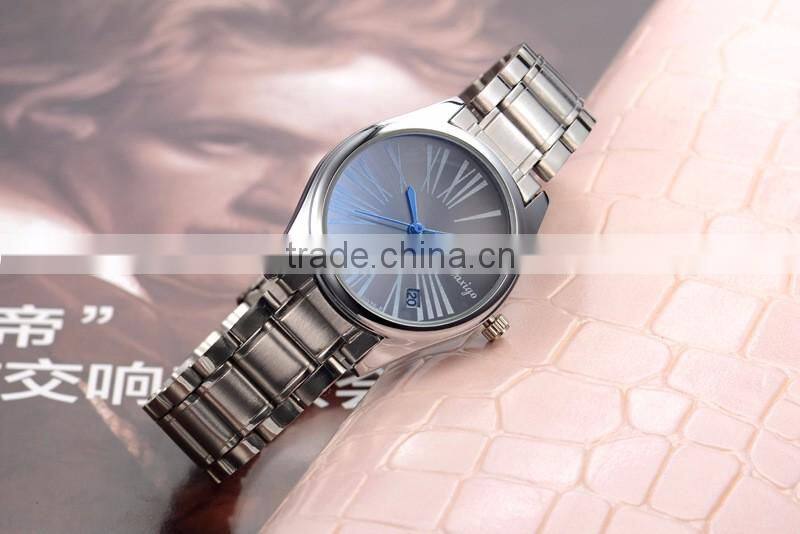 quality blue glass stainless steel band watch men or women accesories