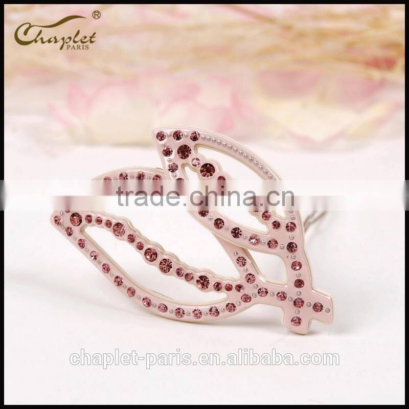 2015 newly leaf style hair accessories of rhinestone hairpin