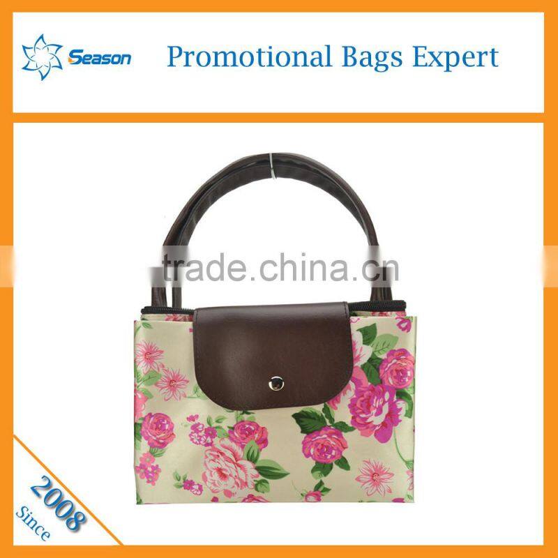 Fashion Flower print nylon lady tote bag women shopping bags