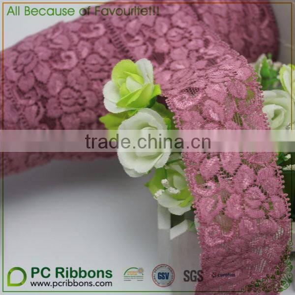 1.5" width Rose Mauve Mesh Stretch Lace Trim Craft for Evening Gown