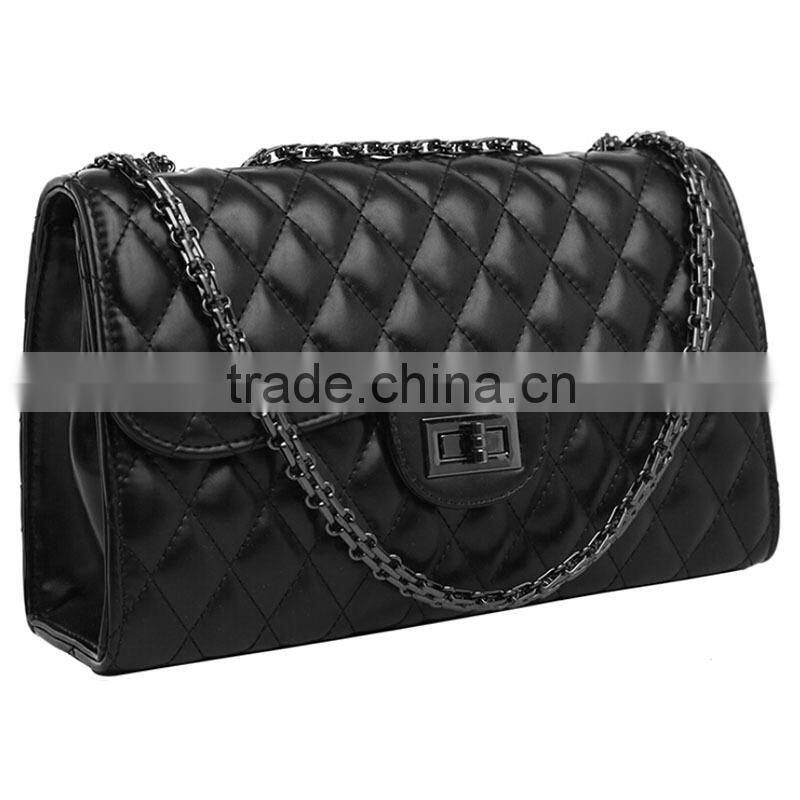 Leather Handbag Ladies Alibaba China Supplier crossbody bags black Iron chain shoulder bags