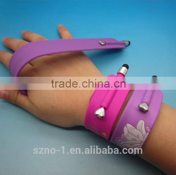 Wholesale Hot silicone small stylus touch pen hand band