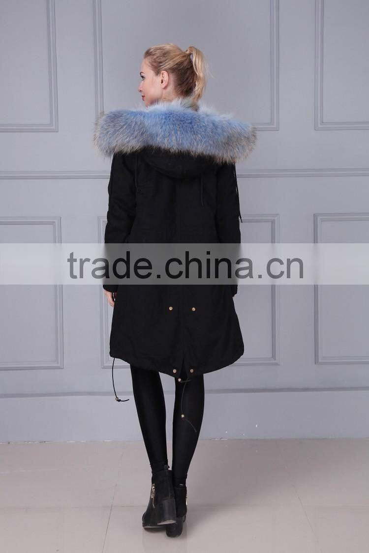 Hot sale wholesale cotton winter coat real fox fur lining parka for women and men