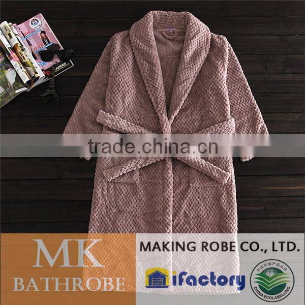 Promotion polyester sleep robe jacquard flannel fleece bathrobe