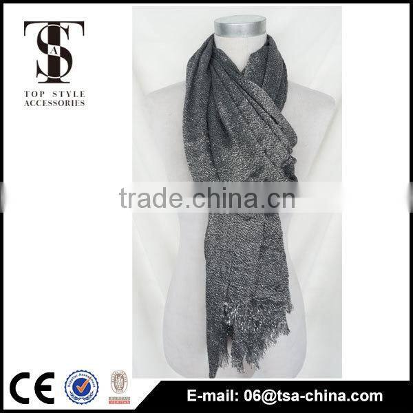 2016 women fashion hot warm black metallic solid color viscose scarf