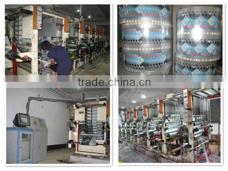 Custom printed three side sealed PA PE laminated plastic packaging bag for frozen food packing