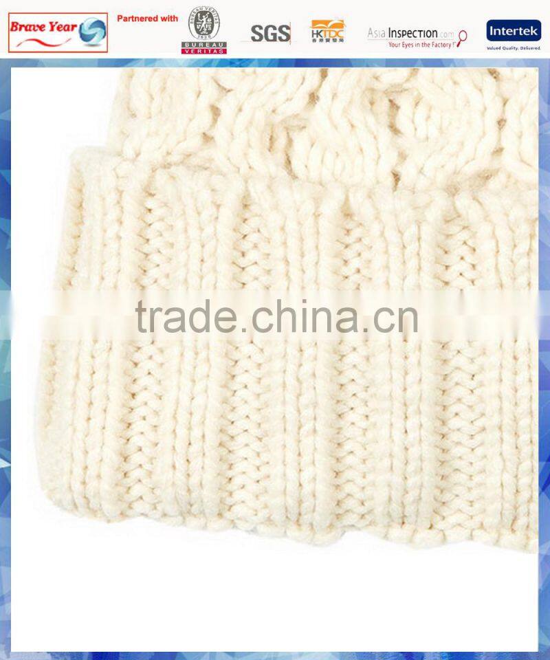 white circles cable knit fashion hat beanie with ribbed turn-up