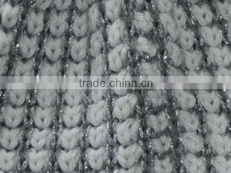 lurex popcorn knit cap hat beanie with rib cuff for women