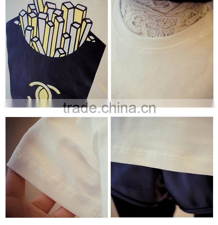 Hot Selling Comfy Cute Cartoon Printed White Tee Shirt for Children